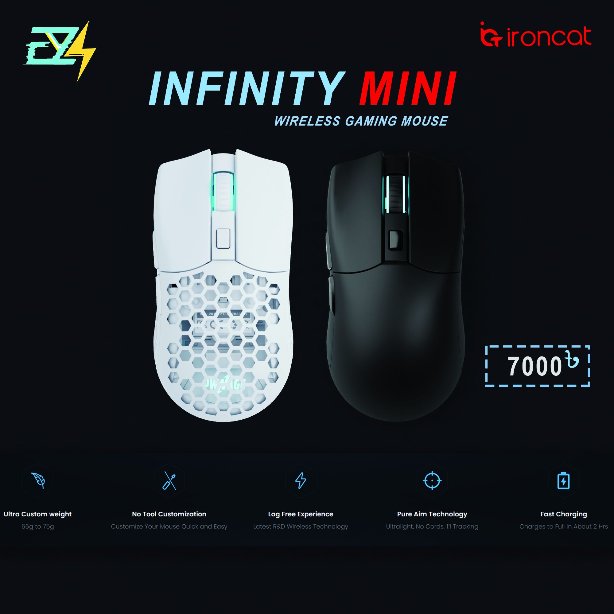 Ironcat Infinity Mini Pro  – Chuột gaming Wireless Giá tốt giống Razer Viper Mini